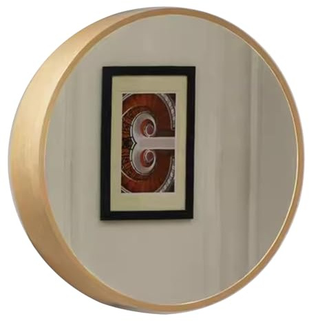 CVERTHAF Mueble de baño Moderno Redondo de Pared con Espejo, Color Negro, Madera y Nogal, 60 cm de diámetro, Incluye Espejo de Maquillaje.
