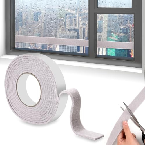 BQMEZRNUS Window Condensation Absorbers Strip, 3cm x 4m | White moisture absorbing tape for boat windows, reusable fabric, stops water damage on narrowboat frames