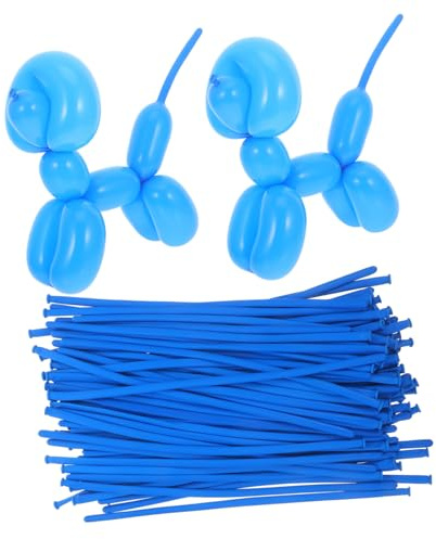 KONTONTY 100pcs Blue Long Latex Twisting Balloons DIY Creative Strip Balloon Decorations for Birthday Wedding Valentine Party Supplies Bulk Pack