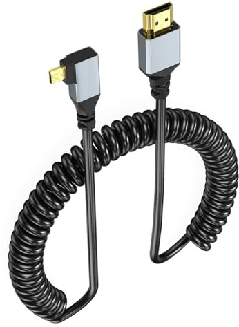 Geavonyg Cable En HDTV 4K Adaptador Macho A Macho Ángulo Recto De 90 Grados De Resorte 4k 60HZ 2160P/1080P/720P HDTV para Cámara