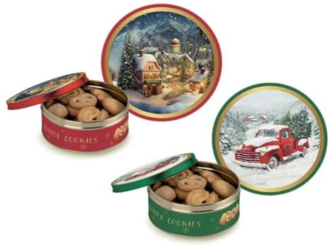 4 X mini confezione di biscotti danesi 114 g collezione natalizia Realizzati con i migliori ingredienti Ottimi per l'ora del tè grafiche assortite