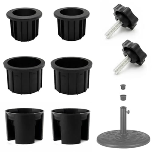 Lawnoval Schirmständer Ersatzteile mit Mehrlochring für 4,8 cm und 3,8 cm Stangen, Stahladapter für Terrasse, Strand, Marktschirme, Schwarz