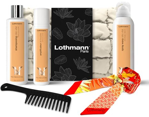 Lothmann Paris Coffret Routine Boucles Oléo Vital – Shampooing Nourrissant, Amplificateur de Boucles, Spray Wavy, Trousse Matelassée & Accessoires – Cheveux Bouclés, Frisés et Crépus