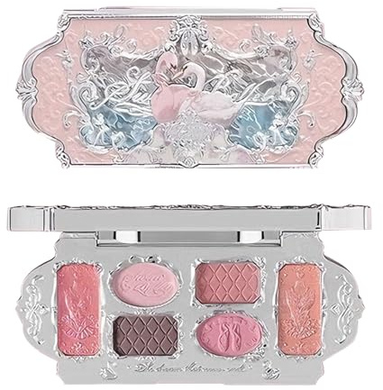 KINDLUME Palette Maquillage Yeux 6 Couleurs, Série Swan Ballet à Relief de Cygne aux, 4 Finis Mats & 2 Finis Brillants, pour Maquillage du Regard (Rose)