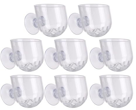 POPETPOP Lot de 8 Vases Suspendus en Acrylique Transparent Petit Format Ovale 4X36X36 CM avec Ventouses pour Aquarium Pot Fleur Suspendu Hydroponique Support Décoratif Mural pour