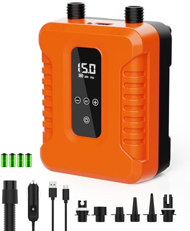 SUP Pumpe Elektrisch,Wiederaufladbar,Stand Up Paddle Pumpe Elektrisch mit Auto-Stopp,Sup Kompressor Doppelstufig,Luftpumpe Elektrisch SUP mit LED Display,für Camping,Reisen,See und Strand