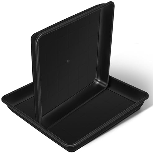 COHEALI Sottovaso Quadrato per Piante da Esterno e Interno 2 Pezzi in Plastica Pp Resistente 40x40 Cm, Vassoi Raccogli Gocce Antigoccia per Vasi Fino a 36,5 Cm, Piattini per Balcone