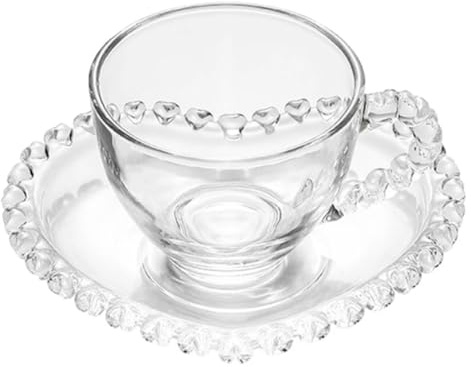 SOIMISS Tasse à Café en Verre Soucoupe, Petite Taille, Transparent, Porte-gobelet Polyvalent pour Thé, Lait et Boissons Chaudes, Maison, Bureau et Service Café – Ensemble 1 Pièce