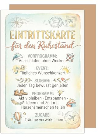 Edition Seidel Premium Glückwunschkarte zum Ruhestand mit Umschlag. Ruhestandskarte Karte Grußkarte Spruch Sprüche Pension Rente freie Zeit aktiv Träume bunt Kollege Kollegin Mann Frau (R165 SW026)