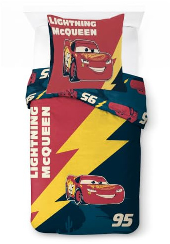Jay Franco Kids Disney Cars Bettwäscheset – 100% Baumwolle, superweiche Bettwäsche mit Kissenbezug, offiziell Lizenziertes Produkt, Mehrfarbig, 2-teilig, Einzelbett