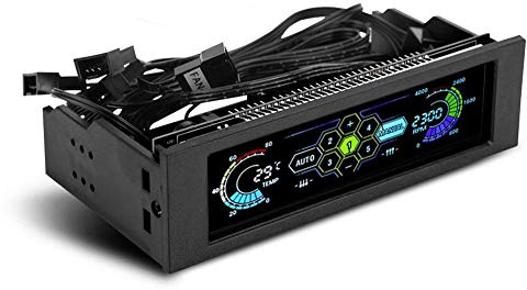 VBESTLIFE PC-Lüftersteuerung, 5 Lüfter, Geschwindigkeitsregler, CPU-Temperatursensor, Kühlung des vorderen Computerfachs mit LCD-Panel