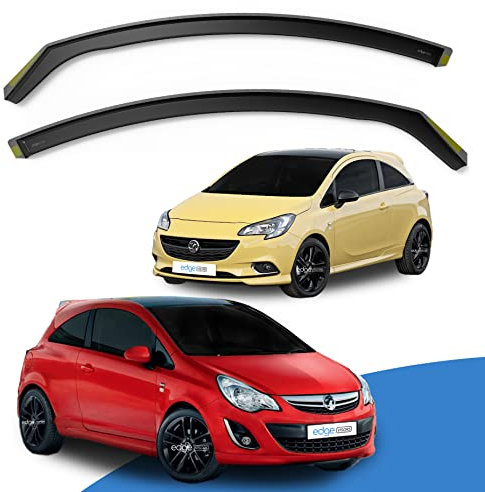 EdgeVisors Wind Deflectors | Fits: Vauxhall Corsa D E (2006-2019) 3 Door Hatchback 2pc Set | In-Channel Rain Guards for Wind, Rain & Sun Protection, Easy Installation - Tinted