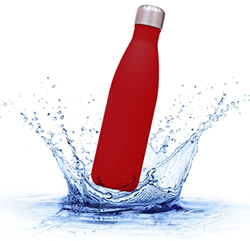 Sprengers – Trinkflasche aus Edelstahl – auslaufsichere & thermoisolierte Wasserflasche hält Getränke bis zu 18 Stunden warm oder kalt – Wasserflasche für Kohlensäure geeignet (Rot, 1 l)