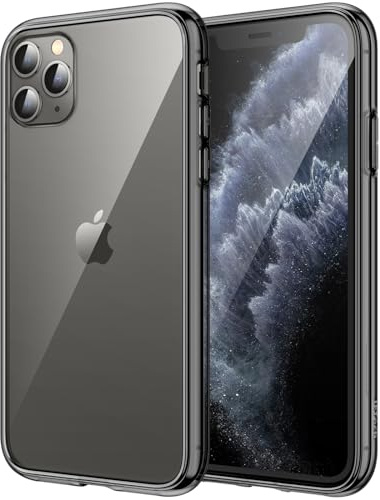 JETech Hülle für iPhone 11 Pro Max, Anti-Vergilbung, Schwarz | Stoßschutz, Kratzfeste Harte PC-Rückseite, Robuster Transparenter TPU-Rahmen