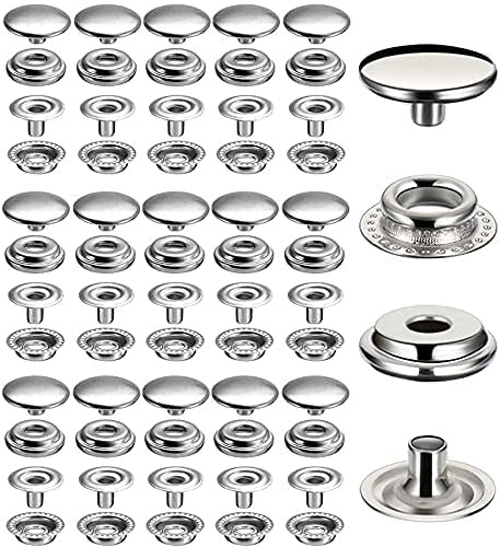 240pcs Snap Fastener Kit, BetterJonny 15mm Heavy Duty Canvas Snap Button Edelstahl Press Stud Cap für Bootstasche Leder DIY Craft