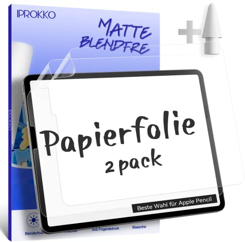 2 Stück Like Paper Folie Kompatibel mit iPad Pro 11 (2022,2021,2020,2018) & iPad Air 5 (2022) & iPad Air 4 Generation 10,9 Zoll Matte Papierfolie Schutzfolie Papier Screen Protector Displayschutz