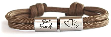 myGreta Gravur Armband Beste Freunde personalisierbar, Segeltau Armband, Surferarmband, Edelstahl, Unisex