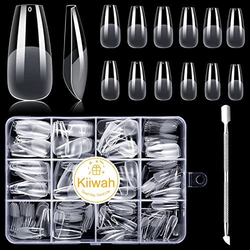 Kiiwah 240 Stück Nail Tips Künstliche Nägeltips Set, 10 Größen Soft Gel Halbmattierte Nagelspitzen, Ballerina Full Cover Kunstnägel zum Aufkleben für Nagelstudios Starter DIY