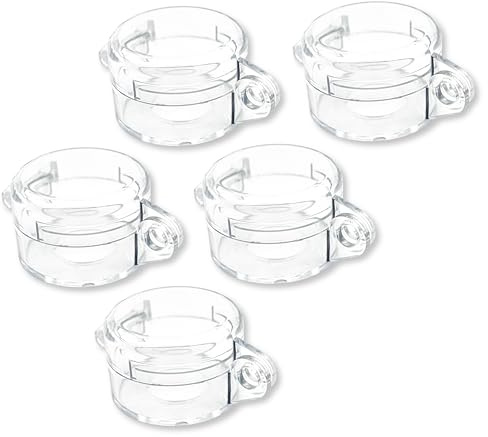 TRADESAFE Emergency Stop Button Cover Lockout - Round Transparent E Stop Button Cover, 7/8 inch Hole Diameter, Medium Push Button Lockout with Adhesive, 5 Pack