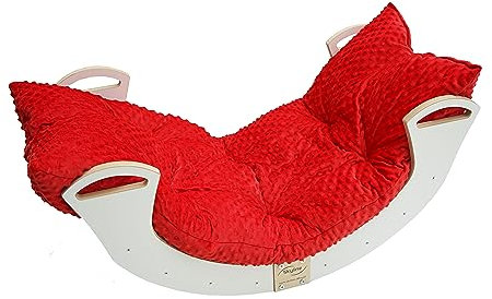 Skyline Kletterbogen mit Kissen Baby Kleinkind Kinder ab 1 Jahr Indoor Klettern Montessori Klettergerüst Holz Wippe Balancewippe Kletterdreieck Kletterwippe Holzwippe Kletterling Holzbogen L Rote