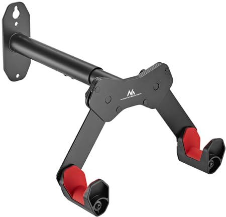 Maclean Wandhalterung für Fahrräder, 25 kg, verstellbar (1) | Verstellbar von 25 bis 35 cm, Stabilisierungsgurt, Stahlrad, für die Garage und die Wohnung geeignet