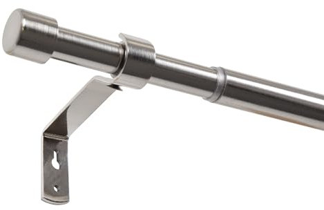 Mardom Barra de cortina extensible 160-290 cm, barra de cortina extensible, barra de cortina extensible: función telescópica, diseño minimalista y moderno, metal resistente, efecto acero