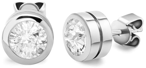 JEROOT Boucles d'Oreilles magnétiques Créoles en Titane, Boucles d'Oreilles en Magnétique Composés Zircon, Hypoallergénique Argent Boucles d'Orei