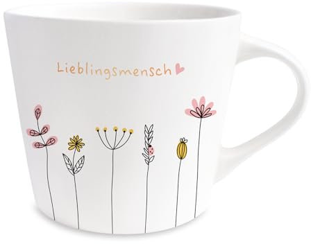 Grafik-Werkstatt Kaffee-Tasse mit 100% Echtgold | Porzellan Tasse | 420 ml | Lieblingsmensch, Weiß-schwarz