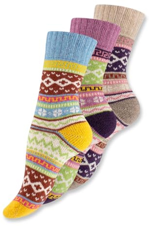 3‑pack Nordiska Ullstrumpor – Värmande och Mjuka Termostrumpor för Dam & Herr – Perfekta för Vinter & Julklapp - 35/38, Mix-1 | Wonky Line