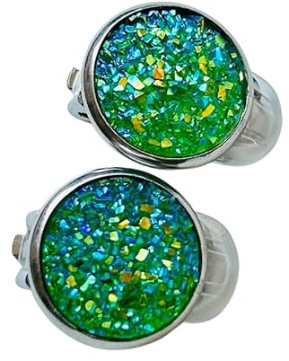 Edelstahl Ohrclips Glitzer - 12 mm - Statement Ohrringe für Damen - Farbwahl