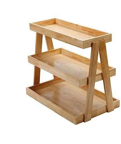 WAOCEO Kuchenständer ServierStänder Dreischichtiges Cupcake-Regal mit großer Kapazität, hochwertiges Desserttablett aus Holz for Bäckereien und Backwaren Tortenständer