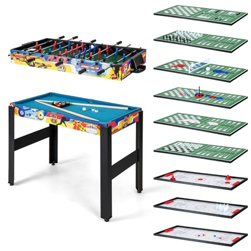 COSTWAY Multi Games Table, 12 in 1 Combo Game Tables with Foosball, Air Hockey, Billiards, Table Tennis, Chess, Checkers, Bowling, Shuffleboard, for Arcade, Party, Bar