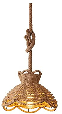 UNbit 1-Light Industrial Vintage Hemp Rope Ceiling Light Loft Designer Creative Bar Ce27 Edison Lamp Adjustable Retro Metal Chandelier Durable/F/C Light (Color : F)