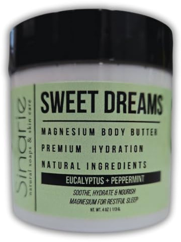 Sweet Dreams Emulgierte Körperbutter mit Magnesium, 4 oz, 1 Stück | Mangobutter | Premium Magnesiumöl | Natürliche Inhaltsstoffe | Magnesium-Lotion | Eukalyptus + Minze