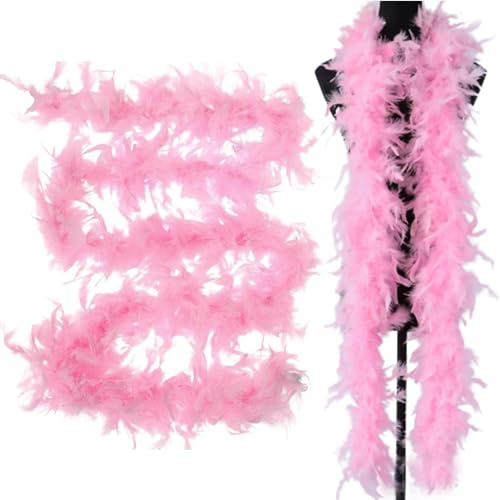 Rosa Federboa – 2 Meter Lange Federboa Für Frauen Zum Basteln, Flauschige Federboa, -Kostümzubehör Für Mädchen, Weihnachten, Karneval, Tanzen, Hochzeitsfeier