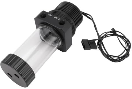 Jectse Tanque de Bomba de Agua para PC, G1/4 Radiador de Refrigeración por Agua Líquida Cilindro Acrílico Kit de Depósito de Agua, 1100L/H 5900RPM 12V Bomba de Refrigeración por Agua