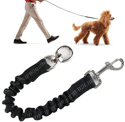 Short Bungee Dog Lead Extension 15 Shock Absorbing Leash Elastic Buffer Extender Adjustable Anti-Pull Shock Absorber for Small Medium Dogs Reflective Strips for Walking Jogging Training Playing