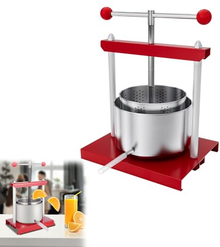 Suusolny 3L Edelstahl Obstpresse Manuell Weinpresse Saftpresse Beerenpresse Fruchtpresse Obstmühle Apfelpresse für hausgemachten Saft Pressung für GemüseTrauben Obst