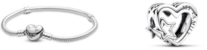 PANDORA Moments Schlangen-Gliederarmband mit Herz-Verschluss aus Sterlingsilber, Kompatibel Moments Armbändern, 792829C00