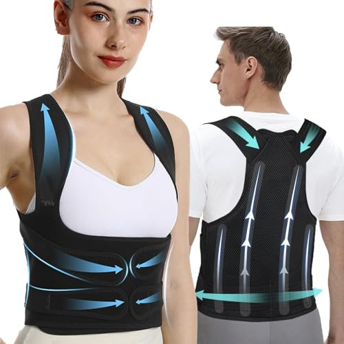 Posbaer Rücken Geradehalter Bequem und Verstellbar Rückenstützgürtel, Haltungskorrektur Rücken herren damen, Öffne deine Schultern