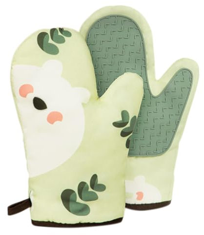 Amosfun 2pcs Insulated Oven Gloves Heat Resistant Kitchen Mittens Long Silicone Mittens Loop