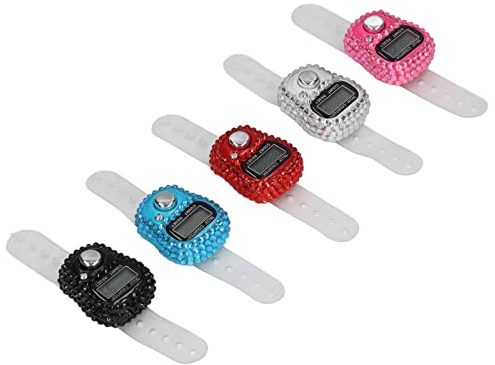 Brrnoo Lot de 5 boutons de réinitialisation pour doigts - Couleurs vives - Compteur de doigts - Compteur de tours pour activités sportives, course à pied, entraînement