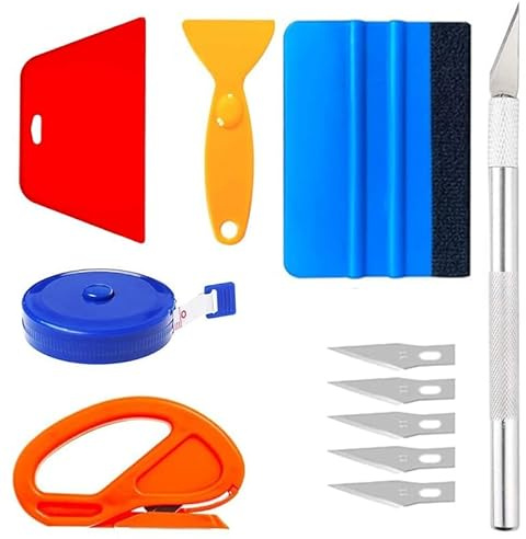 Tapezierwerkzeug,11 Stück Tapetenkleister Set, Mit Rakelglätter, Nahtroller, Tapetenbürste Für Klebekontakt,Fensterfolie, Anwendungs-Set