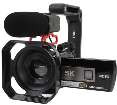 NutriEss 5K HD Video Camera Camcorder 56MP 18X Zoom Night Vision Vlog Camera with Touchscreen Remote Microphone Lens Hood