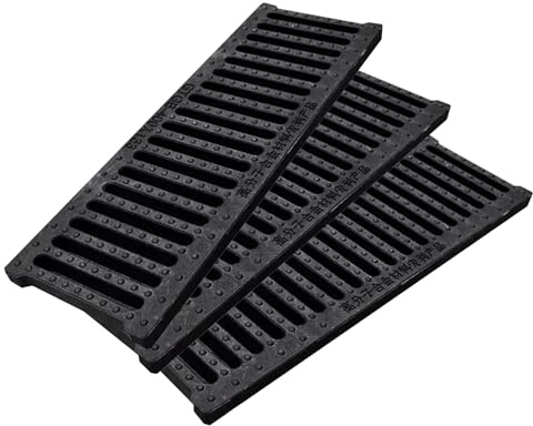 CMYUN Drainage Channel 3 Pcs Outdoor Drain Cover Grate Passable by Pedestrians, Strip Hole Channel Drain Grate for Garden Lawns Houses, 4/5/ 6 Inch Wide(50x15x2 cm(19.7x6x0.8in))