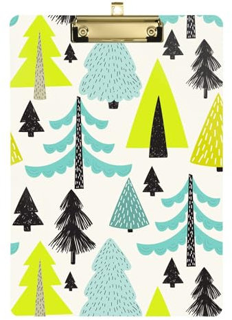 Porte-bloc « Merry Christmas Trees » - Format A4 - 31,8 x 22,9 cm - Planchette à pince de menu avec clip discret pour étudiants, enseignants, bureau, organisateur de documents