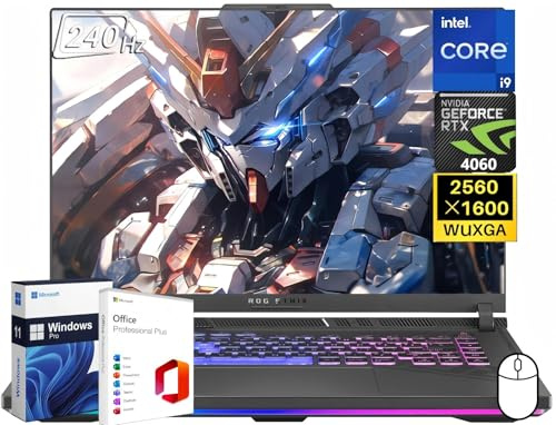 ASUS ROG Strix G16 Gaming Laptop, 16 240Hz WQXGA Display, Intel i9-14900HX, 64 GB DDR5, 2 TB SSD, GeForce RTX 4060, Backlit KB, Wi-Fi 6E, Windows 11 Pro, licenza Office Lifetime License & Mouse