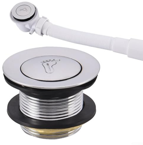Serenophile Bathtub Waste Drain, Silver Water-Tight Seal Plastic Bath Waste Bathtub Waste Drain With Overflow Without Discharging Tube For Bathroom