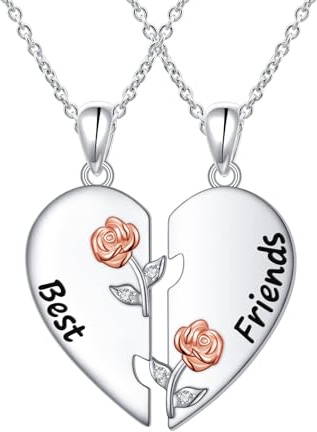 HOOHWE Mutter und Tochter Kette 925 Sterling Silber Schmetterling Mond und Stern Rose Herz Halsketten Anhänger Halskette für Frauen Schmuck Geschenke für Mama Tochter