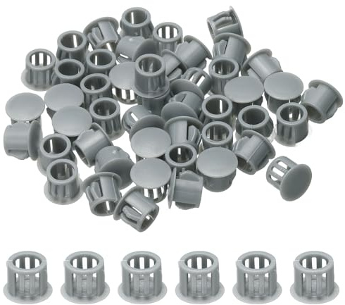 sourcing map 45pcs Nylon Plastic Hole Plugs, 2/5(10mm) Round Drill Screw Hole Plugs Covers Knockout Locking Plastic Plugs Insert End Caps for Kitchen Cabinet Furniture, Dark Gray